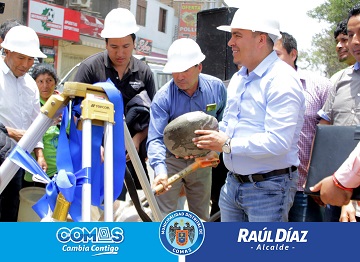Alcalde de Comas inicio las obras de construcción de pozo tubular.